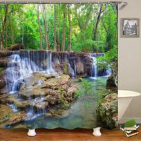 Aukštos kokybės skalbiama dušo užuolaida Natūralus kraštovaizdis 3D vandeniui atsparus audinys Vonios dekoras Didelė 240X180 Spausdinta dušo užuolaida W120xH180cm