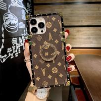 Prabangus Madingas Blizgučių Žiedas Odinis Telefono Dėklas Skirtas Iphone 6 7 8 11 12 13 14 15 16 Plus Pro MAX X XS XR Laikiklis Atsparus Smūgiams Dangtelis For iPhone 13 ruda