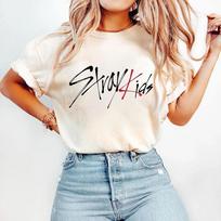 Stray Kids Logotipo Marškinėliai, Stray Kids Kpop Marškinėliai, Stray Kids Merch Marškinėliai, Kpop Grupė M beige