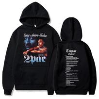 Su gobtuvu reperio Tupac 2pac bliuzonai vyrams ir moterims Hip Hop gatvės drabužiai, spausdintas megztinis ShakurFourSeasons 3XL black