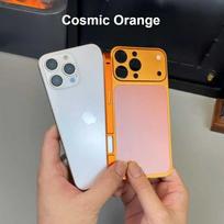 Metalinio lydinio rėmo dėklas iPhone 16 15 14 13 Pro Max Antrasis atnaujinimas į iPhone 17 Pro Max Didelio lango galinis dangtelis Apsauga nuo kritimo iPhone 14 Pro oranžinė