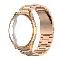 TPU dėklas + dirželis Samsung Galaxy Watch 7/6/5/4 40mm 44mm Nerūdijančio plieno apyrankė Watch 6 Classic 43mm 47mm Metalinis dirželio dangtelis Galaxy 5 4 44mm rožinio aukso spalvos