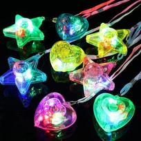 20 vnt. LED šviečiantys karoliai pakabukai Žvaigždės ir širdies formos karoliai Šviečiantys karoliai Vaikams Mergaitėms LED mirksintys karoliai Šventė 20pcs blue