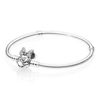 Pandora širdies formos karūnos užsegimo apyrankė rožinio aukso spalvos. Stilinga ir patvari. Dovana Mickey,19cm white