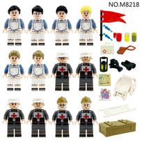 Antrojo pasaulinio karo karinė serija Logistika Medicinos pajėgos Kareivių minifigūrėlės Statybiniai kaladėlių žaislai black