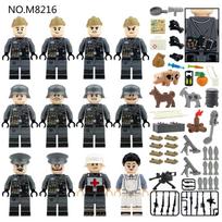 Antrojo pasaulinio karo karinė serija Logistika Medicinos pajėgos Kareivių minifigūrėlės Statybiniai kaladėlių žaislai black