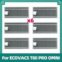 Suderinamas su ECOVACS T80 PRO OMNI / T80 OMNI robotu siurbliu Pakeičiamos pagrindinės ritinėlio šluostės šoniniai šepetėliai dulkių maišelis HEPA filtras gray