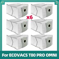 Suderinamas su ECOVACS T80 PRO OMNI / T80 OMNI robotu siurbliu Pakeičiamos pagrindinės ritinėlio šluostės šoniniai šepetėliai dulkių maišelis HEPA filtras gray