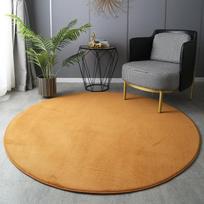 Apvalus Sutirštintas Koralinio Velveto Kilimas Minkštūs Miegamojo Kilimėliai Lova Pilnas Svetainės Kilimas Tatamio Kilimėlis Kompiuterio Stalas Balkonas Antklodė 100x100cm geltona