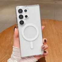 For Samsung Galaxy S25 Ultra Plus S24 S23 S21 FE S22 Ultra Plus S20 FE Clear Cover Luxury Magnetic Wireless Charging Case For Galaxy S25 Ultra skaidri