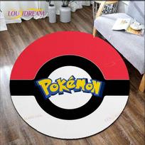 Animacinis Pokemonų Spaudinys Vaikams Pikachu Kilimas Plotinis Kilimas Apvalus Kilimas Svetainei Grindų Kilimėlis Flanelinis Neslystantis Kilimėlis Kambario Dekoras 80cm