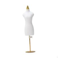 Lėlės suknelės formos manekenas kostiumų dizainui Siuvėjo stovas M and Gold Base white