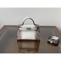 Kazilan 19cm krokodilo rašto mini Kelli rankinė madinga universali peties rankinė-paštininkė moteriška rankinė 19cm white