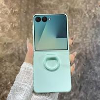 Matinės spalvos piršto žiedo laikiklio dėklas, skirtas Samsung Galaxy Z Flip 7 6 5, apsauginis kietas PC korpusas, Galaxy Z Flip 7 FE 7FE galinis dangtelis For Z Flip 7FE žalsvai mėlyna