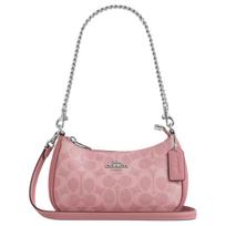 Coach Teri 19 Klasikinis monogramos dengto audinio mini peties krepšys Moteriškas peties krepšys Sidabrinis Rožinis CW323-SVDP Basic Set (Bag+Dust Bag) gray