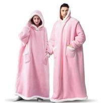 150/180cm Super ilgas flanelinis pledas pižama su rankovėmis Žieminiai gobtuvai Marškinėliai Moterys Vyrai Megztinis Fleece Milžiniškas Per didelis 150cm rožinė
