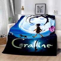 Animacinis Coraline Spausdintas Pledas Pikniko Pledai Šiltas Pledas Minkštas ir Patogus Pledas Namams Kelionėms Gimtadienio Dovana 100cmx150cm blue