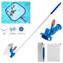 Baseino valymo rinkinys Baseino jetinio dulkių siurblio rinkinys su baseino surinktuvu, nuimamais strypais, baseino priežiūros rinkinys antžeminiams baseinams blue