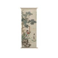 Kinų stiliaus Zen ritininis sienos meno paveikslas Estetiškas vintažinis plakatas Pusiau permatomas kabantis audinys Namų senovinio arbatos kambarėlio dekoras 40X120CM beige