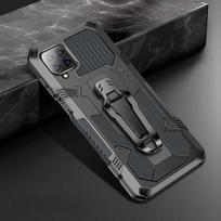 For Samsung Galaxy A12 Armor Warrior Shockproof PC + TPU Protective Case For Samsung Galaxy A12 black