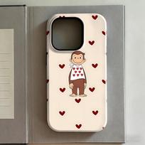 Clmj mielas smalsusis Džordžas telefono dėklas iPhone 17 16e 16 15 14 13 12 11 X XS Air Pro Max Plus, prabangus dvigubo sluoksnio galinis dangtelis iPhone 11 gray