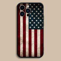 A-Amerika JAV V-Vėliava Telefono dėklas iPhone 17,16,15,14,13,12,Pro,Max,Plus,E,SE4,Air,Mini Juodas Minkštas dangtelis iPhone16promax