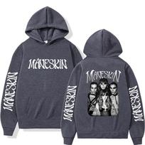 Italų roko grupės Maneskin pasaulinio turo gobtuvas Mada Retro Vyrai Moterys Vilnos ilgomis rankovėmis Oversized kasdieniai gobtuvai 3XL gray