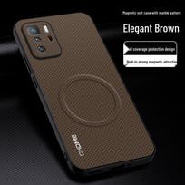 Redmi Note 10/10S pilnos apsaugos nuo kritimo dėklas su magnetine sagtimi ir tekstūruotu paviršiumi Redmi Note10 Pro (5G) brown