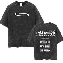 Playboi Carti AŠ ESU MUZIKA Logotipas Retro Išplauti Marškinėliai Opium Ken Carson Narcissist Tour Antagonist Rap Marškinėliai Vyriški Oversized Marškinėliai M gray