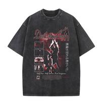 Washed Vintage Game Devil May Cry Vergil Graphic Tshirt Men Women Otaku Lovers T Shirts Oversized Short Sleeve Cotton Tshirts M black