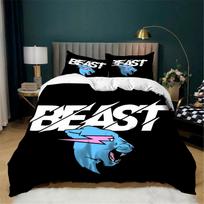 Mr Beast Antklodės užvalkalų rinkinys Lovos patalynės komplektas Antklodės užvalkalas Žaibas Lengvas Katė Švelnus 3 dalys Su užtrauktuku EU Twin(135x200cm)&set white