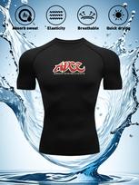 Vyriški kompresiniai trumpomis rankovėmis marškinėliai ADCC Submission Fighting logotipas Grafika Sugeriaujantys prakaitą Greitai džiūstantys Kvėpuojantys Labai elastingi BJJ ir MMA sportiniai viršutiniai drabužiai XL juoda