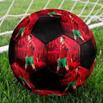 Cristiano Ronaldo futbolo kamuolys, 5 dydžio, spalvingas, mašininės siūlės, PVC, paruoštas varžyboms, patvarus, didelio atšokimo red