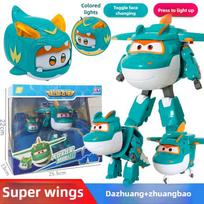 AULDEY Super Wings transformuojami žaislai, Jett & Carl rinkinys, 2 režimai Robotas, Paspauskite, kad įsižiebtų, Oficialiai licencijuotas Oficialiai licencijuotas blue
