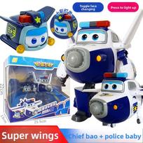 AULDEY Super Wings transformuojami žaislai, Jett & Carl rinkinys, 2 režimai Robotas, Paspauskite, kad įsižiebtų, Oficialiai licencijuotas Oficialiai licencijuotas blue