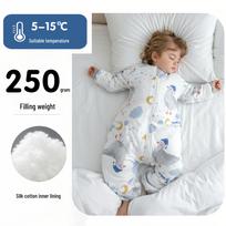 Visasezoninis grynos medvilnės kūdikio miegmaišis su atskiriamomis kojomis - Apsaugo nuo spardymosi ir universalus pavasariui bei rudeniui. S (90 cm) - 70-85 cm height gray