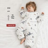 Visasezoninis grynos medvilnės kūdikio miegmaišis su atskiriamomis kojomis - Apsaugo nuo spardymosi ir universalus pavasariui bei rudeniui. S (90 cm) - 70-85 cm height gray