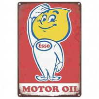 HD Metalinis skardinis ženklas Vintažinis Esso variklio alyvos degalinės Retro sienos dekoras garažui vyro urvelyje baro dekoravimui 20x30cm（7.8x11.8inch） yellow
