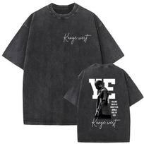 Rapper Kanye West Bully Album 2026 Vintage Washed T Shirts Mens Hip Hop Pop Music Loose Short Sleeve Tshirt Gothic Streetwear L gray
