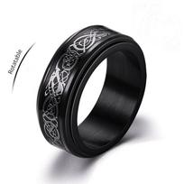 „Viking Dragon“ nerūdijančio plieno anti-stresiniai žiedai vyrams „Fidget Spinner“ nemokamas pristatymas, nuo nerimo, atpalaiduojantis besisukantis žiedas „Anillo“ 12 black