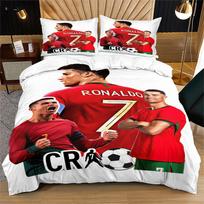 CR7 futbolo patalynės užvalkalų komplektas 3D skaitmeninė spauda Patalynės komplektas Futbolo žaidėjo grafika Mikropluošto antklodės užvalkalas paauglių miegamajam 140x200cm