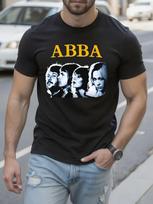 Vintažiniai ABBA grupės grafiniai marškinėliai Juodi su geltonais retro ... 5XL