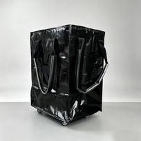 HULKEN Sulankstomas vežimėlio krepšys su ratukais - Didelės talpos užtrauktuku užsegamas pirkinių vežimėlio krepšys Large 50*40*60 cm (Detachable Wheels) juoda