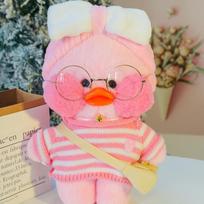 30cm Rožinė Pato Geltona Lalafanfan Pato Kavinės Mergaitės Pliušinis Žaislas Mielas Kawaii Lalafanfan Lėlė Su Akiniais Su Drabužiais Žaislai Dovana pink