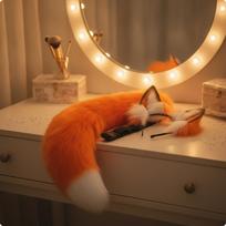 Padaro Ausų Lankelį ir Uodegos Rinkinį Minkštas Pūkuotas Aksesuaras Orange White Fox Ear Tail SET multi