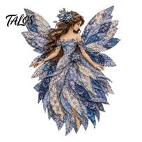 Fabric Craft Supplies Flower Fairy Patchwork DIY Kit, Layered Sewing Decorative Handmade Gift Floral Kit for Adults, Whimsical Home Decor Artistic mėlyna