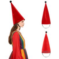 Unisex suaugusiųjų aksominė smailaus kūgio skrybėlė nykštuko elfų kepurė galvos apdangalas Helovinui Kalėdoms Cosplay kaukolių šventei teminės vakarėlio kostiumo aksesuaras raudona