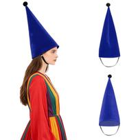 Unisex suaugusiųjų aksominė smailaus kūgio skrybėlė nykštuko elfų kepurė galvos apdangalas Helovinui Kalėdoms Cosplay kaukolių šventei teminės vakarėlio kostiumo aksesuaras One Size mėlyna