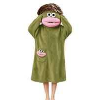Kids Funny Big Mouth One-Piece Pajama, Quirky Design Sleepwear for Boys and Girls, Comfortable Home Wear 140 tamsiai žalia spalva