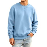 Men's Casual Long Sleeve Neck Sweatshirt Loose Fit Color S dangaus mėlyna spalva